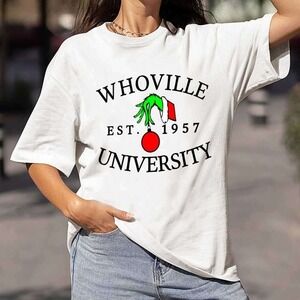 Whoville University Est 1957 Grinch Christmas Holiday Graphic Tee